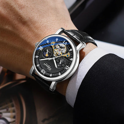 CHENXI Fashion Brand Waterproof Mens Watch Automatic Mechanical Top Luxury Sport Wristwatch Moon Phase Tourbillon Male Clock
