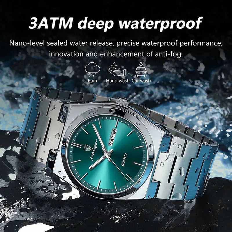 Brand Business Men Watches Luxury New Top Waterproof Stainless Steel Quartz Wrist Watch Man Silver Luminous Clock Relojes Hombre