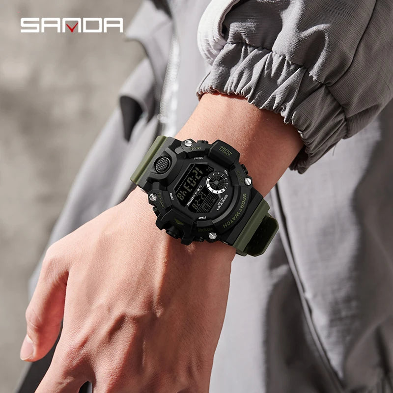 Reloj de pulsera luminoso militar resistente al agua 5atm electrónico Digital Led multifuncional para deportes al aire libre Sanda de la mejor marca a la moda para hombre