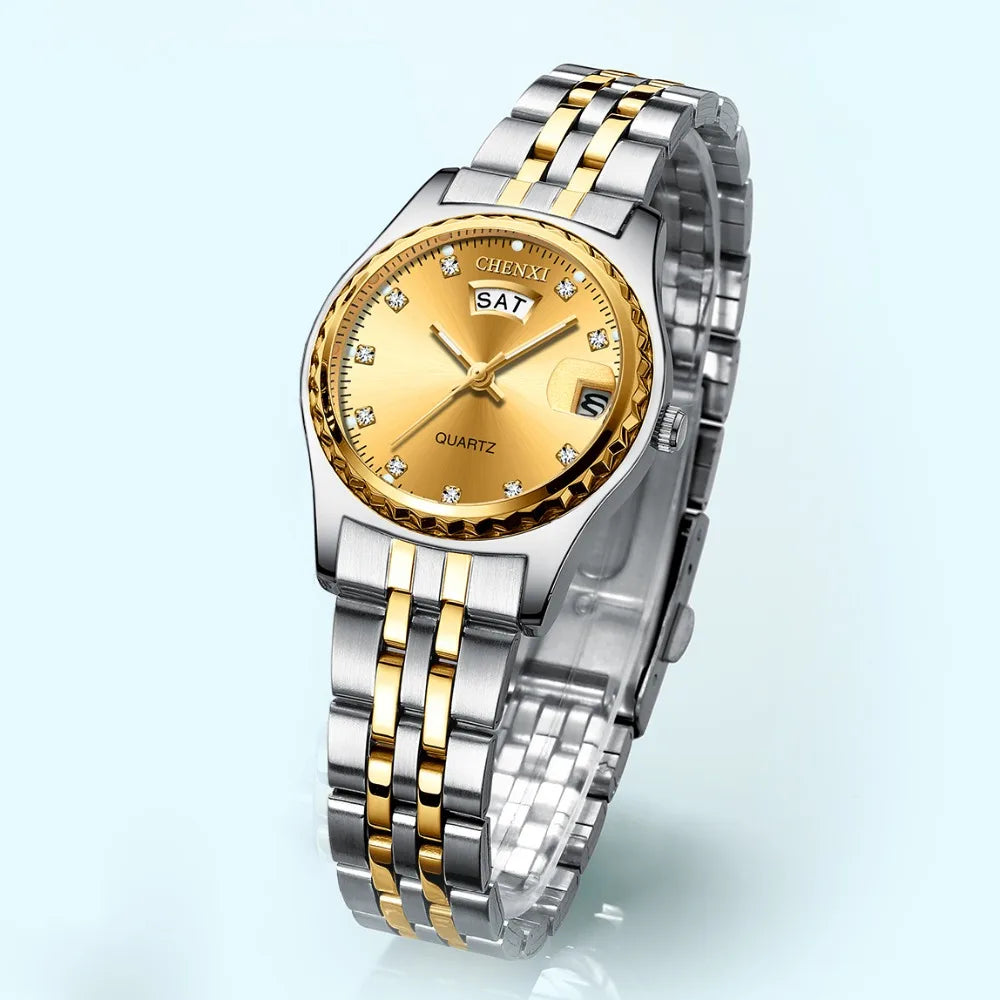 2023 CHENXI New Gold Watches Women Dress Watch Fashion Ladies Rhinestone Quartz Watches Female WristWatch Clock Relogio Feminin