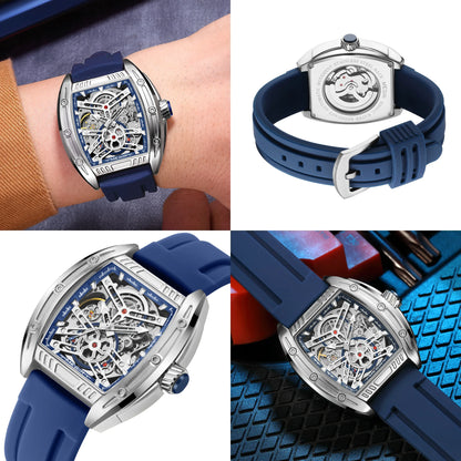 Reloj de pulsera MEGIR deportivo con movimiento mecánico para hombre, correa de silicona de lujo, reloj automático, reloj luminoso resistente al agua con esfera grande