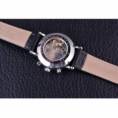 Fashion Jaragar Brand Men's Casual Six Needle Week Automatic Calendar Multi Functional Fully Automatic Mechanical Leather Watch