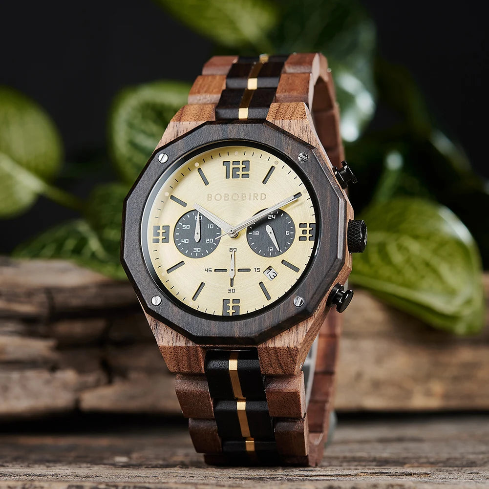 BOBO BIRD Reloj para hombre con 3 subesferas y cronógrafo, reloj de negocios, compatible con OEM, envío directo personalizado