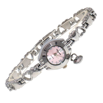 Reloj de pulsera de cuarzo con esfera pequeña a la moda para mujer, venta al por mayor, novedad con colgante de corazón, reloj para mujer