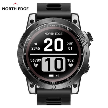 NORTH EDGE GPS relojes hombres deporte reloj inteligente HD AMOLED pantalla impermeable 50M ATM altímetro barómetro brújula reloj inteligente para hombres