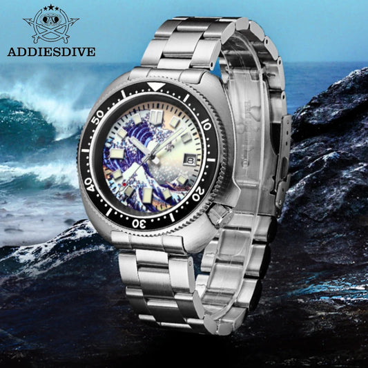 ADDIESDIVE Men‘s Class Watch Sapphire Glass Kanagawa Surf C3 Super Luminous 20Bar Waterproof NH35 Movement Automatic Mechanical