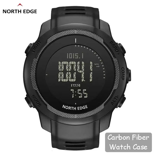 NORTH EDGE Vertico deportes al aire libre reloj de fibra de carbono termómetro de altitud barómetro brújula metrónomo hombres reloj Montre Homme