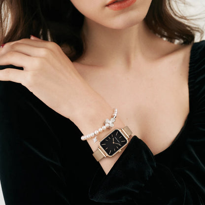 Relojes HANNAH MARTIN para Mujer, movimiento japonés nuevos, lujo, minimalista, resistente al agua, correa de malla de moda, Reloj para Mujer