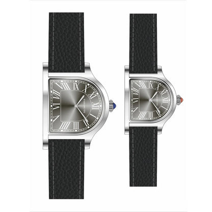 Reloj de pareja FARASUTE, reloj de pulsera de cuarzo de lujo para hombre, relojes para mujer, caja única Irregular con forma de espejo de zafiro, índices romanos