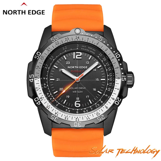 NORTH EDGE EVOQUE 2 Reloj militar digital para hombre resistente al agua 50 M Relojes de pulsera deportivos para hombre Reloj luminoso con energía solar ambientalmente