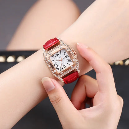 Reloj cuadrado de lujo para mujer, elegante reloj de pulsera de cuarzo con diamantes para mujer, reloj de pulsera informal de negocios, regalo para mujer