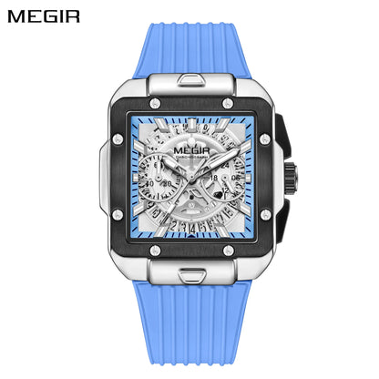 Reloj deportivo MEGIR de marca de lujo para hombre, reloj de pulsera militar de cuarzo a la moda, reloj de pulsera resistente al agua con manecillas luminosas, reloj con cronógrafo y fecha con esfera grande