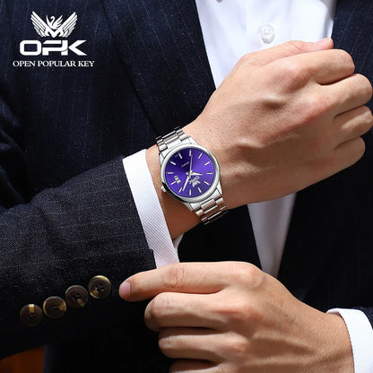 Reloj de cuarzo clásico OPK 6010 para hombre, reloj de pulsera luminoso de acero inoxidable resistente al agua, calendario, relojes de marca originales para hombre