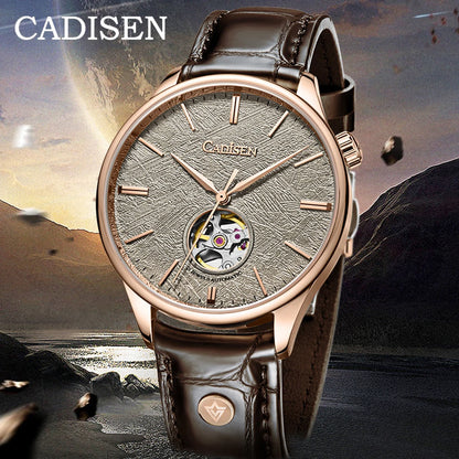 CADISEN C8187 Men`s Watch Meteorite Dial MIYOTA-82S0 Movt Mechanical Automatic Wristwatch Sapphire Glass Tourbillon Watches 5ATM