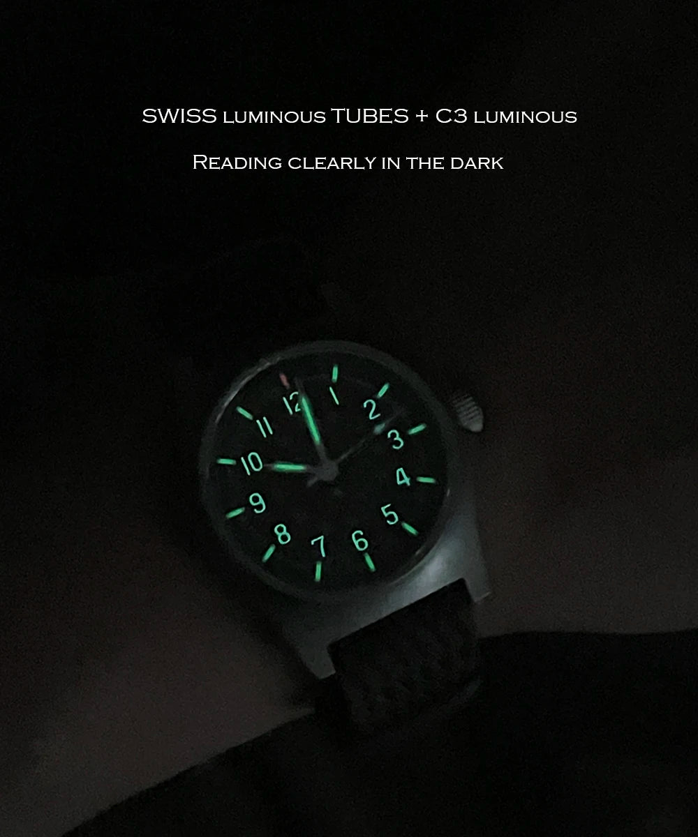 Reloj Merkur Vintage Reloj de campo militar británico para Hombre relojes mecánicos de cuerda a mano Reloj luminoso de zafiro de acero inoxidable para Hombre