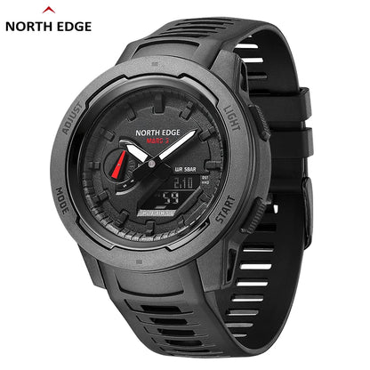 NORTH EDGE Mars 3-reloj militar para hombre, carcasa Digital de fibra de carbono para hombre, resistente al agua hasta 50M, relojes deportivos, reloj de pulsera LED de hora mundial