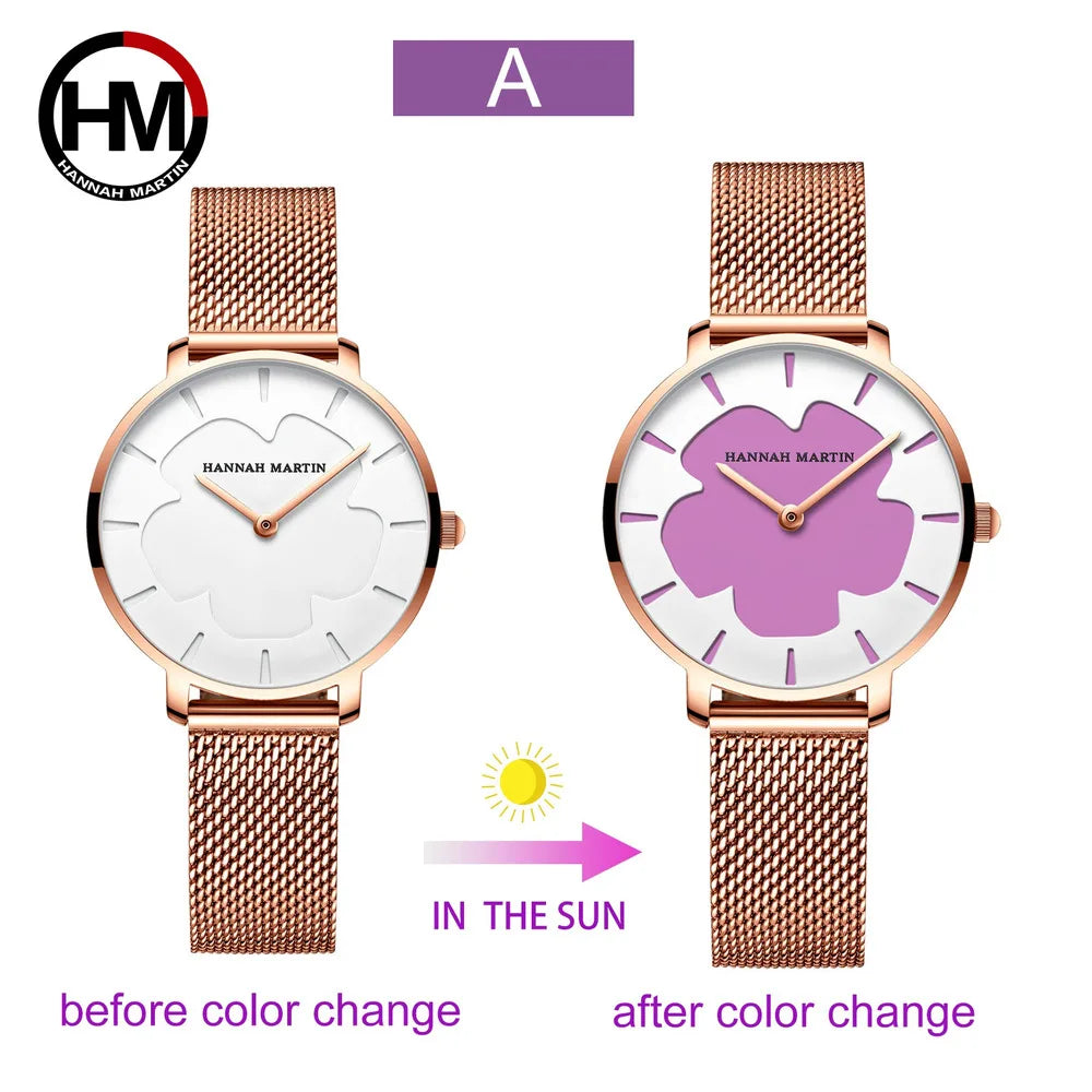 Reloj HANNAH MARTIN para mujer, Reloj fotocromático UV con tecnología negra, Reloj informal resistente al agua a la moda para mujer, Reloj femenino