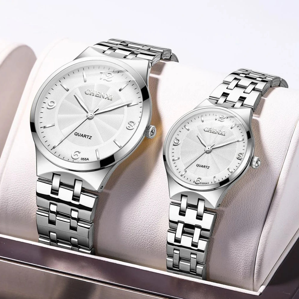 CHENXI Brand Original Luxury Famous Full Steel Couple Watches Lovers Quartz Clocks  Rose Gold Men Watch Women Wristwatch Relogio