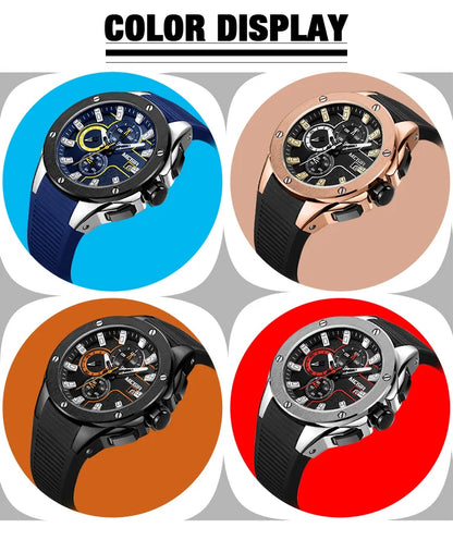 MEGIR, relojes deportivos militares de cuarzo a la moda para hombre, correa de silicona, cronógrafo, reloj de pulsera con esfera grande, relojes Masculino