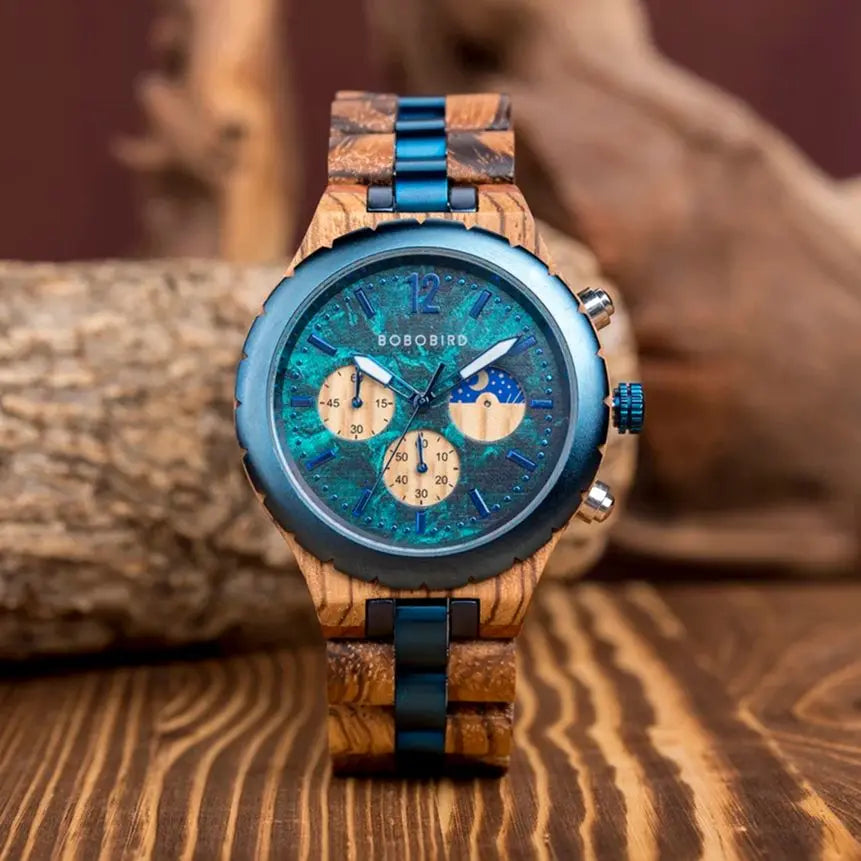 BOBO BIRD Relojes para hombre Reloj de lujo con diseño de esfera con textura de piedra natural, compatible con OEM Dropshipping