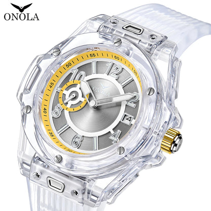 ONOLA Reloj para Hombre Reloj de Cuarzo Avanzado de Moda Deportiva Impermeable de Silicona de Lujo para Hombre