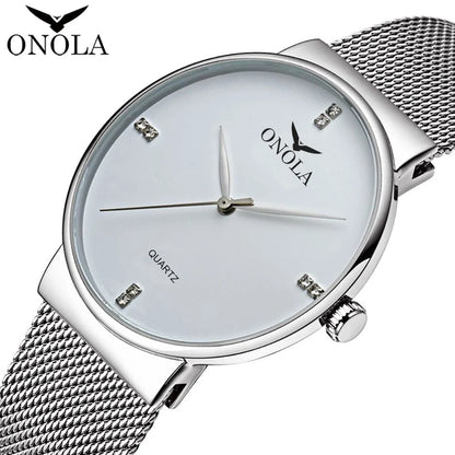 ONOLA, reloj de cuarzo ultrafino Simple para hombre, reloj clásico de lujo con correa de malla de acero inoxidable, reloj informal resistente al agua, reloj Masculino