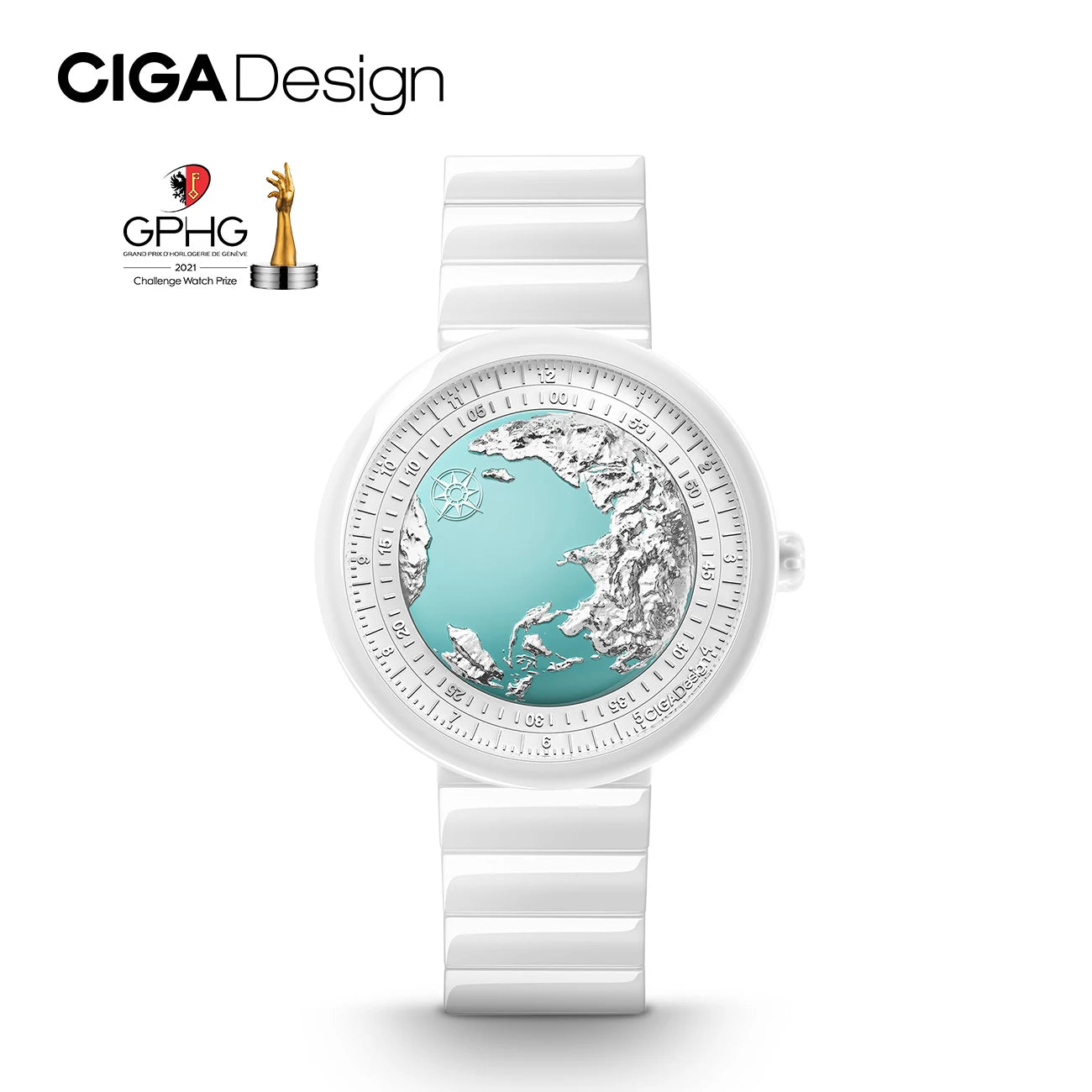 CIGA Design-reloj automático de lujo para mujer, serie U, Planeta Azul, Edad de Hielo, correa de cerámica, relojes mecánicos, reloj exquisito