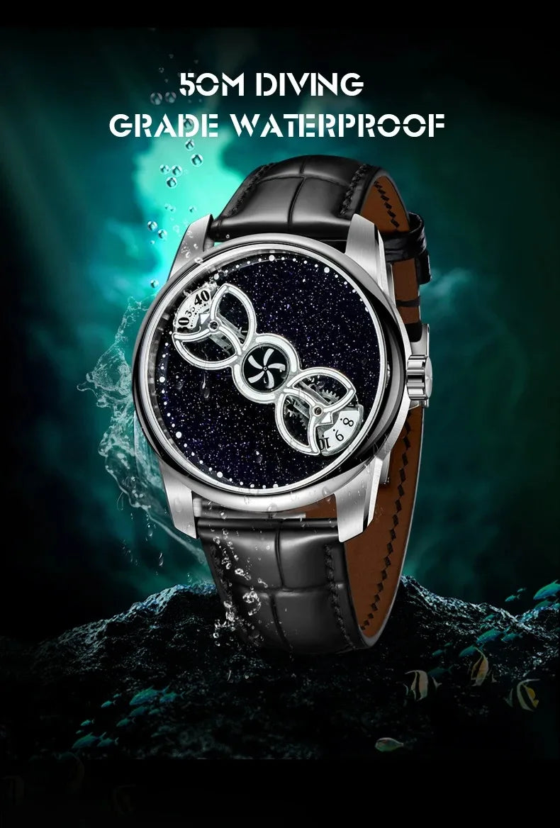 Reloj Automático OBLVLO para hombre, reloj de pulsera mecánico de lujo de 41MM, luminoso, resistente al agua hasta 50M, esfera de concepto único de zafiro