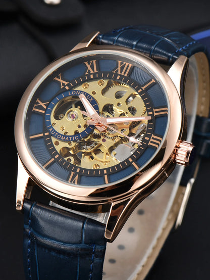 LONGLUX automatic mechanical watch blue watch skeleton watch men  men watches 2024 elegant watch men gift free shipping items