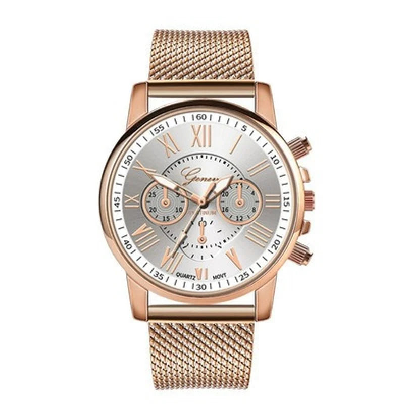 Relojes de lujo para mujer, deportivos, militares, de acero inoxidable, con esfera de cuero, pulsera, reloj Geneva, reloj sencillo para mujer