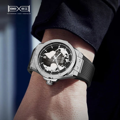 BEXEI 9136 Automatic movement watches for men synthetic sapphire mirror Luminous waterproof Aviation Themed Mechanical Watches