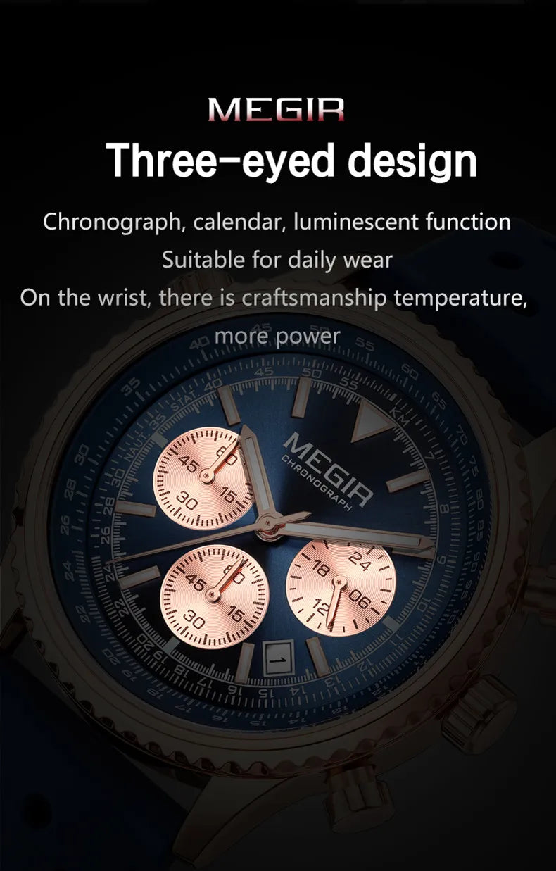 Relojes deportivos MEGIR para Hombre, Relojes de pulsera luminosos de cuarzo de silicona resistentes al agua de lujo de marca superior, Reloj de pulsera para Hombre