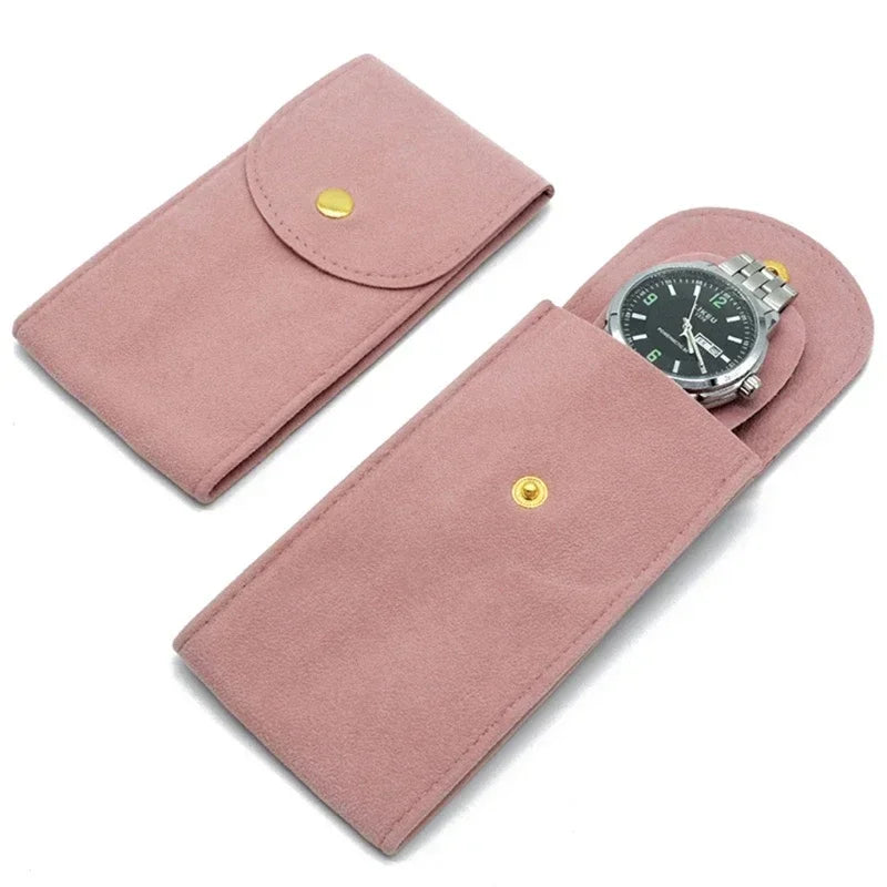 Wholesale Top Velvet Snap Watch Flannel Bag Packaging Bag Ring Bracelet Gift Bag Travel Storage Case for Men Women Watch Lovers