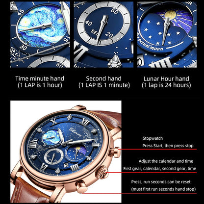 CHENXI New Luxury Chronograph Watch for Men Leather Strap Sport WristWatches Calendar Mens Waterproof Luminous Pointer Watches