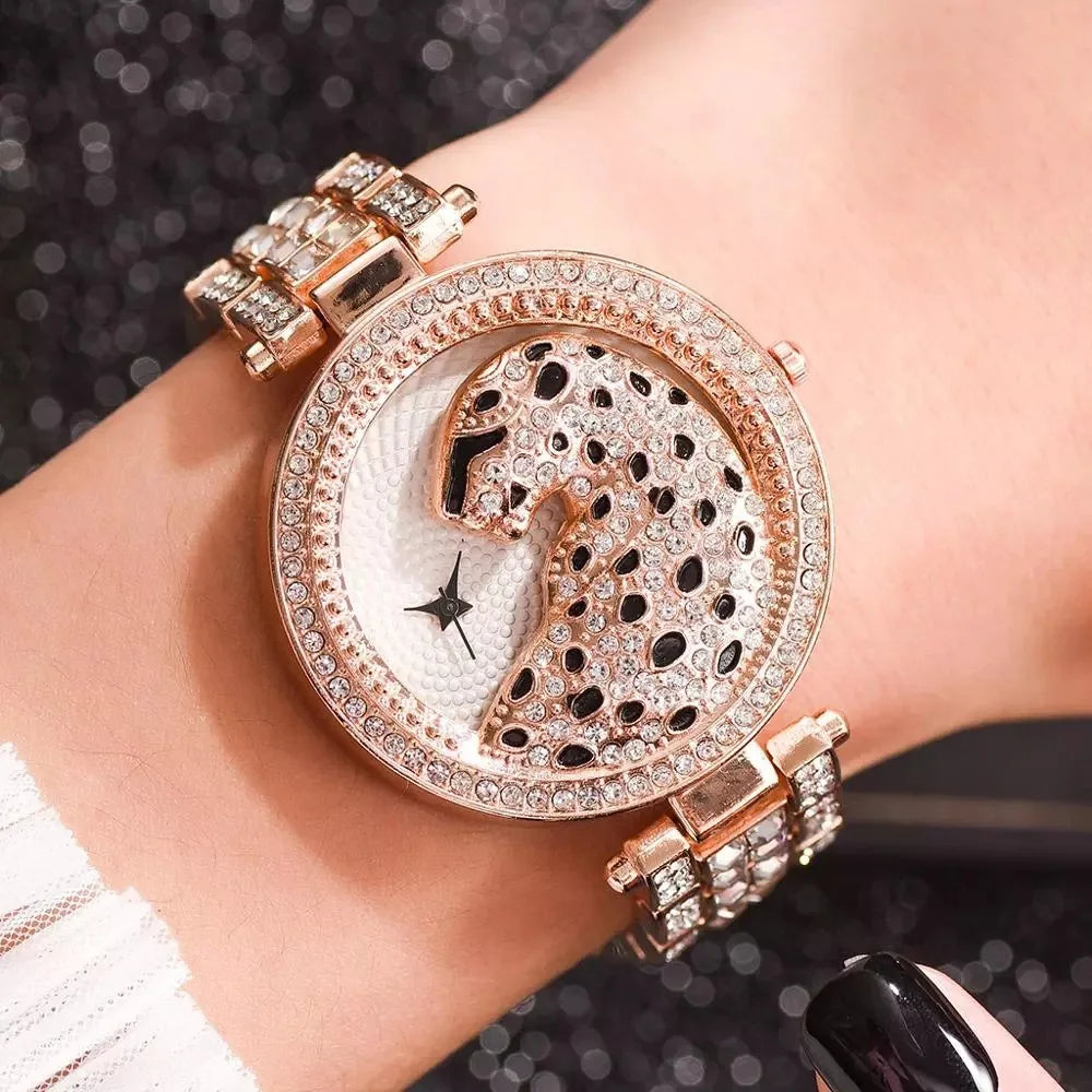 New Fashion Leopard Women Watch Luxury Rhinestone Bling Ladies Quartz Wristwatches Female Clock Relogio Feminino Drop Shipping