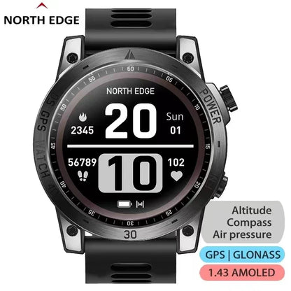 NORTH EDGE Crossfit3 GPS relojes hombres deporte reloj inteligente HD Pantalla AMOLED 50M ATM altímetro barómetro brújula reloj inteligente para hombres