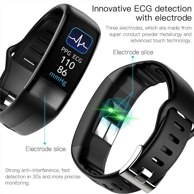 EKG PPG Spo2 Smart Bracelet Watch Medical Health ECC Fitness Tracker for Men Women Calorie Blood Pressure Smartwatch