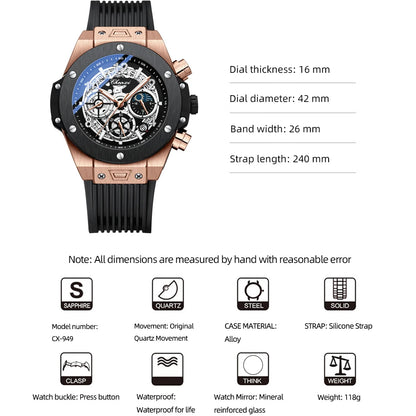 CHENXI 2023 nuevo reloj para hombres correa de PU con cronógrafo marca superior relojes deportivos de cuarzo para hombres reloj de pulsera luminoso impermeable