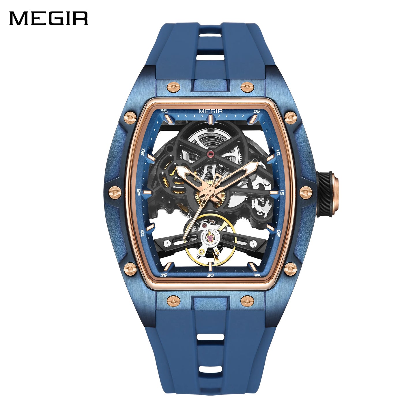 MEGIR nuevo reloj mecánico automático para hombres caja de acero inoxidable esqueleto con luz relojes deportivos casuales reloj Masculino