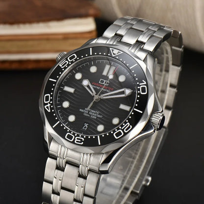 42mm Men Sea Watches Master 300 Custom S Logo NH35 Automatic Mechanical Waterproof WristWatches Green Luminous Stainless Steel