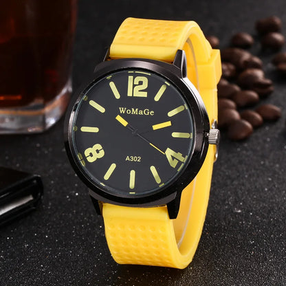 Womage Fashion Women‘s Watches Candy Colour Big Dial Quartz Wristwatch Woman Man Unsex Student Casual Sport Watches Reloj Mujer