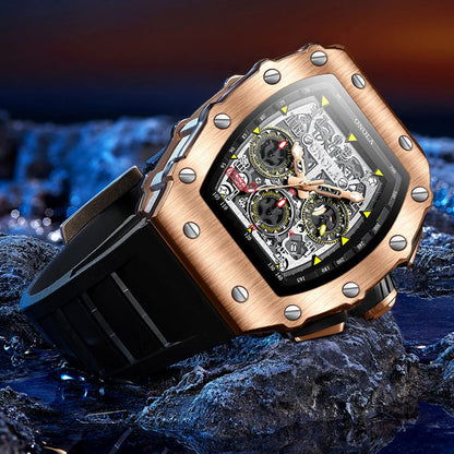 Reloj de lujo para hombre ONOLA, moda de diseño único, relojes mecánicos automáticos multifuncionales, reloj de pulsera resistente al agua con cinta para hombre