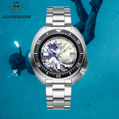 ADDIESDIVE Men‘s Class Watch Sapphire Glass Kanagawa Surf C3 Super Luminous 20Bar Waterproof NH35 Movement Automatic Mechanical