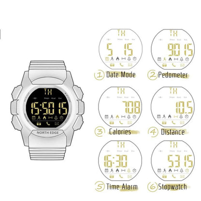 Reloj inteligente NORTH EDGE AK para Hombre resistente al agua 100M ejército LED Bluetooth recordatorio de información IOS Android Reloj deportivo Reloj para Hombre