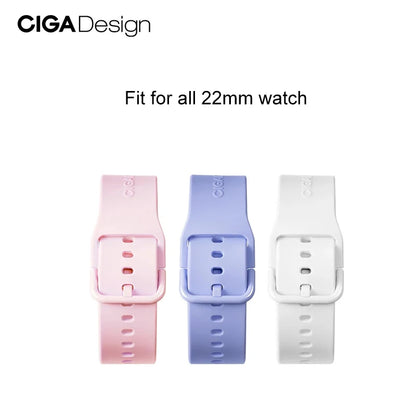 CIGA Design-correas de reloj de silicona originales de 22mm, correas suaves para reloj, pulsera con hebilla de liberación rápida para reloj de pulsera de moda para mujer