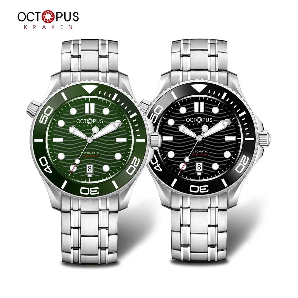 Octopus Kraken 42mm 007 Stainless Steel Men's Watch Ceramic Bezel 30Bar Waterproof Automatic Mechanical Swiss Super Luminous