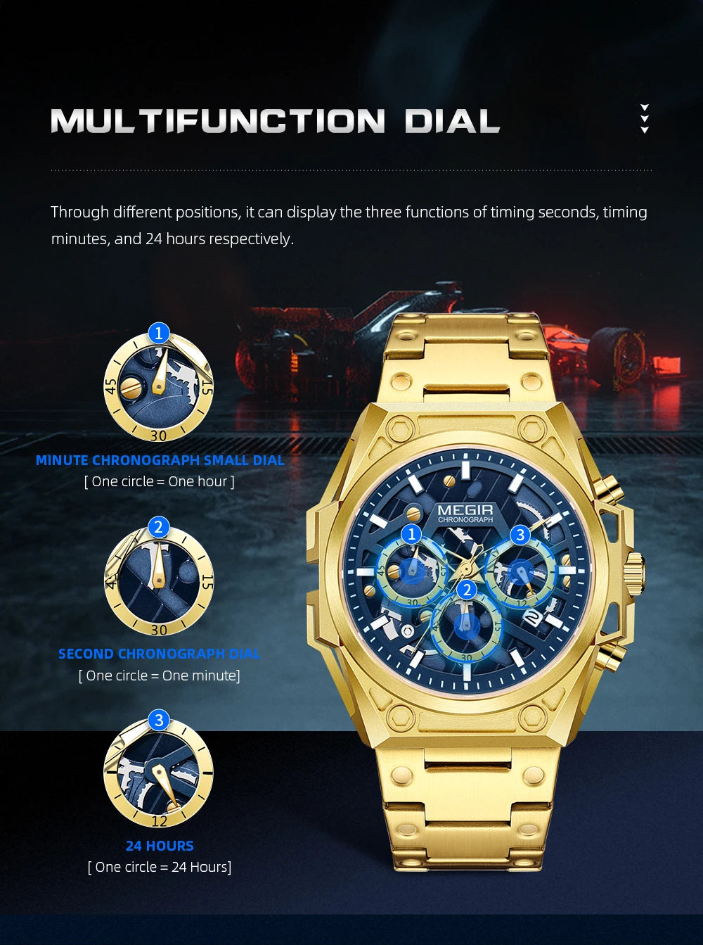 Relojes MEGIR de negocios de lujo para Hombre, nuevo Reloj de pulsera de cuarzo de acero inoxidable, Reloj luminoso con calendario, relojes para Hombre, Reloj para Hombre