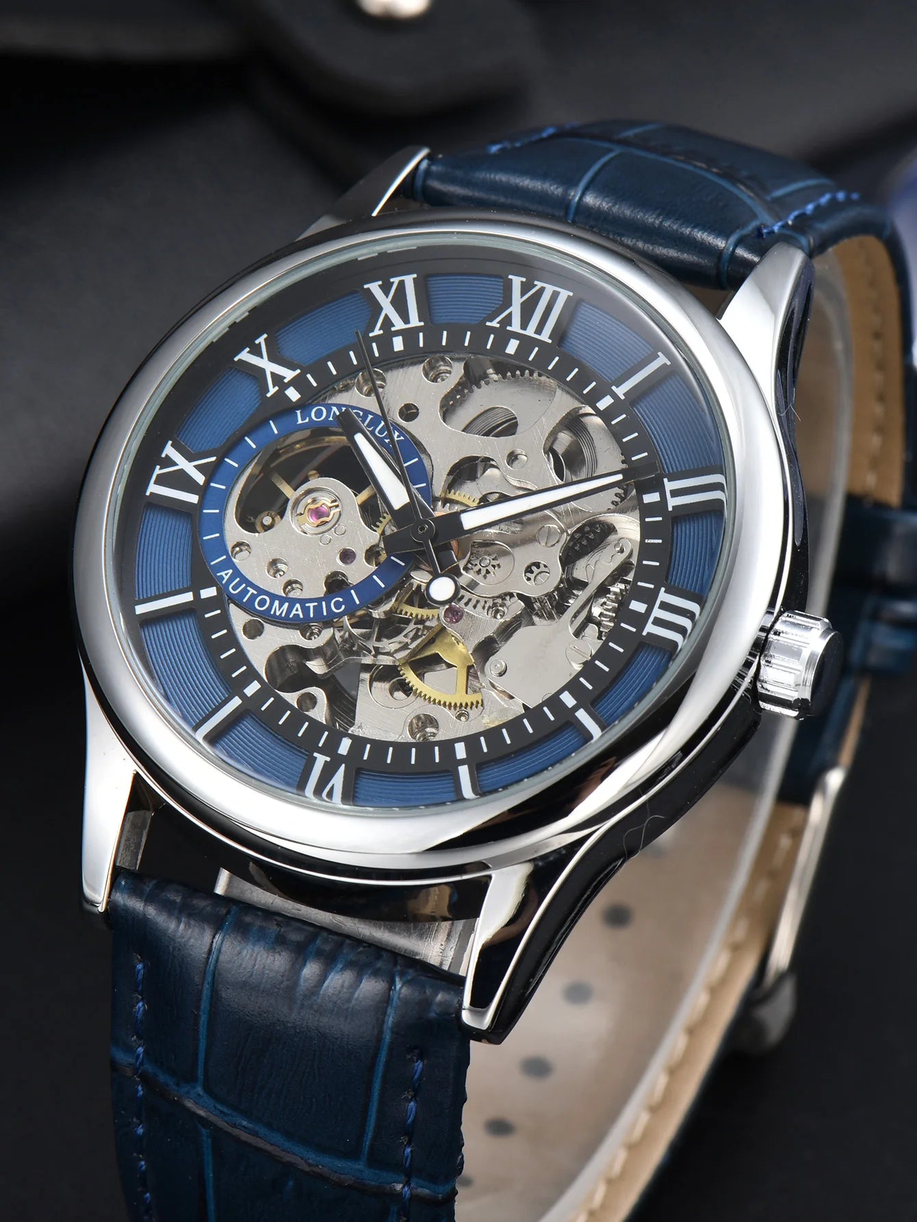 LONGLUX automatic mechanical watch blue watch skeleton watch men  men watches 2024 elegant watch men gift free shipping items