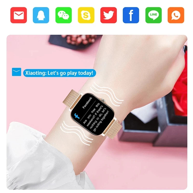 For Android IOS Phone 1.69" Color Screen Full Touch Custom Dial Smart watch Women Bluetooth Call Smart Watch Men 2024 Brand New