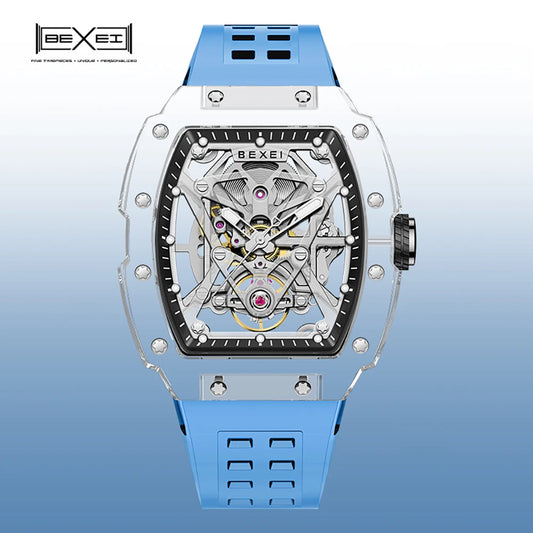 BEXEI  9130 Watch for Men Automatic Mechanical Wristwatches Skeleton Watches Luminous waterproof TR90 material Transparent 2023